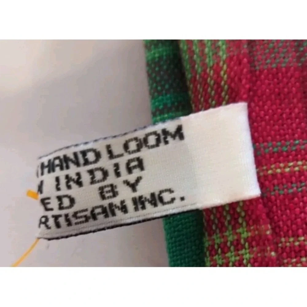 100% Cotton Plaid Handloom TABLECLOTH‎ By Primitive Artisans Inc 60x60